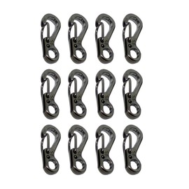 Bytiyar 12 pcs Mini SF Carabiner Clips with Metal Spring Wiregate Hook and Little Eye Hole for Keychain Key Paracord Backpack Clasps Tractical Kit Accessory, Silver Gray
