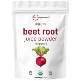 Micro Ingredients Organic Beet Root Powder, 1 Pound, Cold Pressed and Water Soluble, Beet Juice Pre-Workout Concentrated Powder, Energy & Immune System Support, Non-GMO