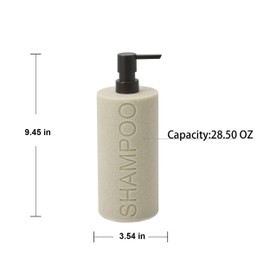 Indecor Home Resin Tan Sandstone Shampoo Engraved Bottle Refillable Pump Dispenser, Durable Waterproof Resin Construction for Bath, Shower - Tan Sandstone ORB Pump