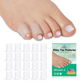 20pcs Pinky Toe Protector Women, Gel Toe Caps, Open Toe Sleeves, Breathable Toe Cushions for Blisters, Corns, Hammer Toes, Toenails Loss (Infused with Aloe Vera Extract)