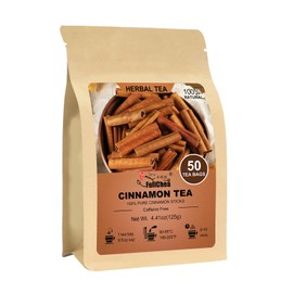 FullChea - Cinnamon Tea bags, 50 Teabags - Natural Cinnamon Sticks Tea for Relaxation - Caffeine-free - Support Better Sleep