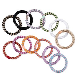 RDNKVB Pack of 12 Hair Bobbles, Elastic, Plaited Scrunchies, Stylish, Ponytail Holder, Women, Girls (Mix Colour)