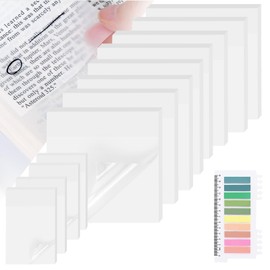 800 Sheets Transparent Sticky Notes with Index Tab, Waterproof & Crystal Clear Sticky Notes Sets, See-Through PET Sticky Note, 5X The Sticking Power Translucent Sticky Note Pad,13 Packs
