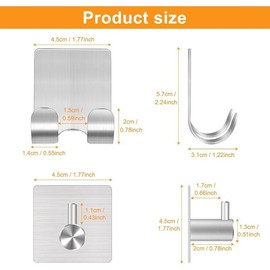 4 Packs Shower Hooks for Inside Shower, Self Adhesive Shaver Holder Hanger Hooks for Bathroom  Free Wall Hooks for Razor Loofah Sponge - Color: 4pcs-Silver