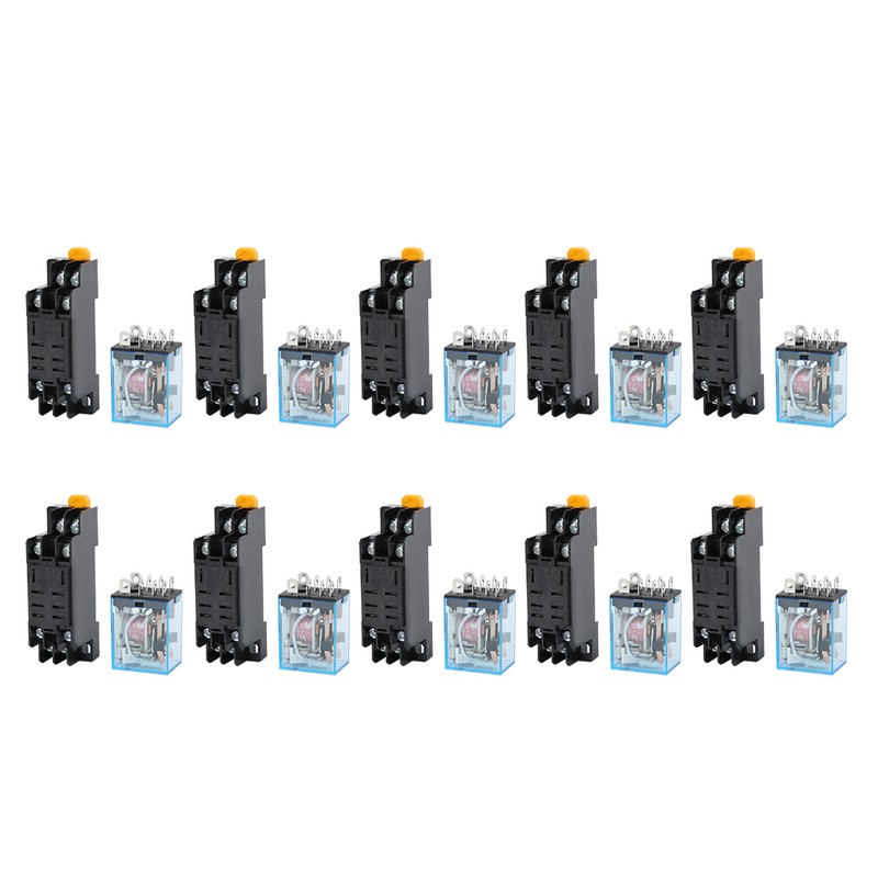 10 Sets 8 Pin Power Relay with Base AC220V Coil