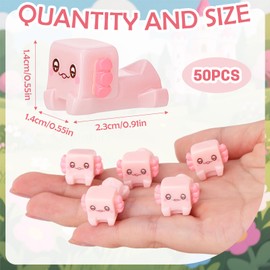 GGSTDDUP 50 Pcs Mini Resin Axolotl, Retro Pixel Axolotl, Tiny Cube Axolotl Figures, Cute Block Shape Axolotl Ornament for Landscape Fairy Garden Dollhouse Aquarium Party Favors