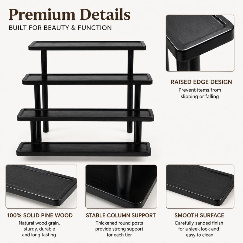 4 Tier Cologne Stand for Men, Wooden Perfume Organizer, Cologne