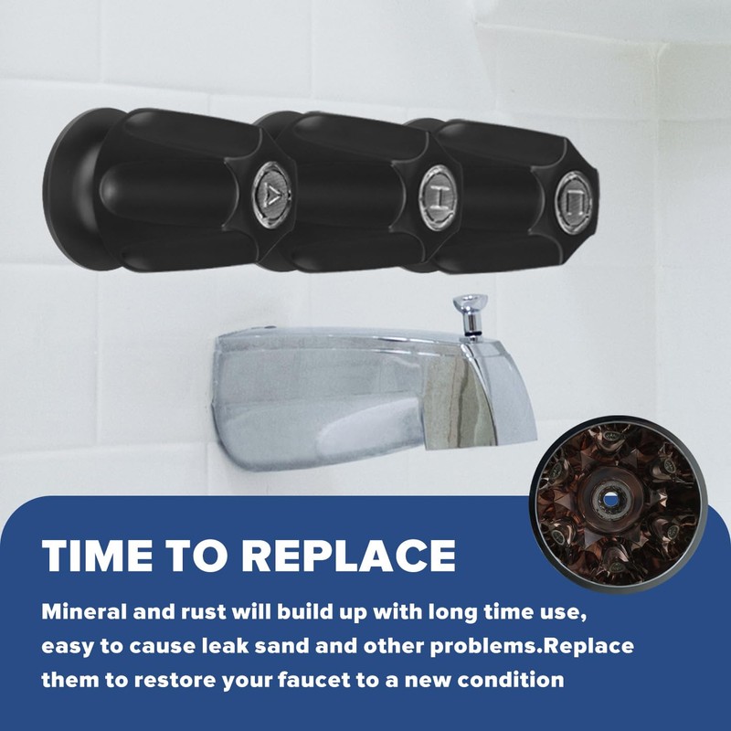 Shower Knobs 3 Piece Replacement, Bathtub and Shower 3 Handle