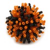 40mm Diameter/Black/Orange Acrylic/Glass Bead Daisy Flower Flex Ring - Size