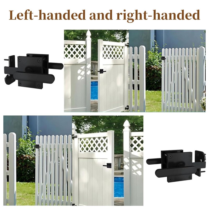 Goaylate Double Sided Gate Latch Aluminum, Heavy Duty Black Fence