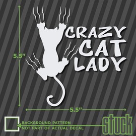 Crazy Cat Lady - 5.5" x 5.5" - Vinyl Decal Sticker Window car Woman Stick Figure
