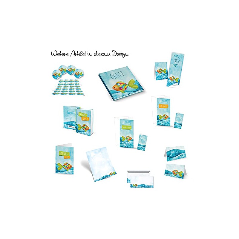 Logbuch-Verlag 25 Sheets Letter Paper Fish Communion Invitation DIN A4
