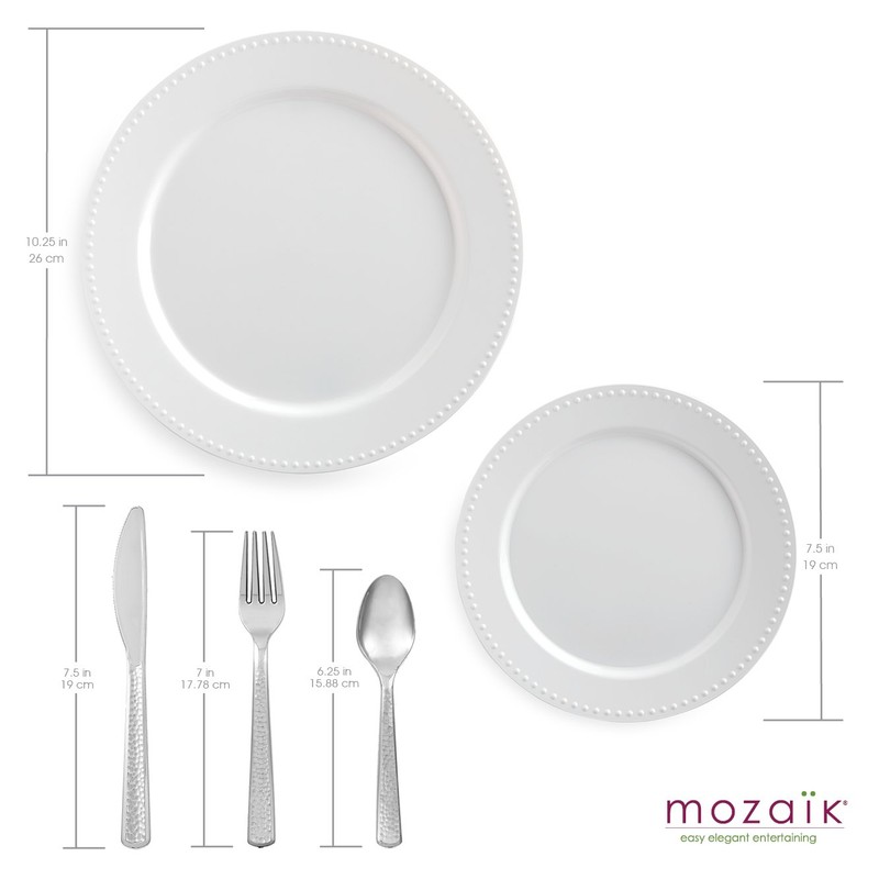 Mozaik Premium Plastic Pearl Service for 8 with Assorted Cutlery,