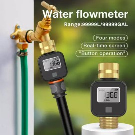 EU Brass 디지털 수량계 고정밀 IPX5 정원 관개 호스용 수량 및 유량 측정 황동 금속 유량계 [EU Brass T] Digital Flow Meter High Precision IPX5 Garden Irrigation Hose Quantity and Flow Measurement Brass Metal Flow Meter [EU Brass T]