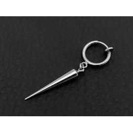 Akusetia Simple Spring Ring Earrings Hoop Men Women Earrings Fake Earrings Long Dagger, Silver