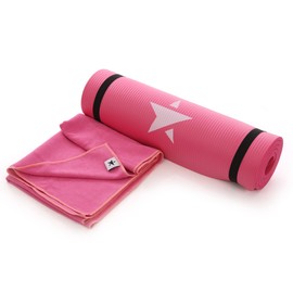 YOGA TOWEL - premium quality microfiber, ultra soft non slip, compatible with most standard Yoga mats, perfect for Yoga, Pilates, Fitness, Gym, Hot Bikram Yoga, Pink