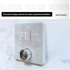 Smart Air Conditioner Controller, WiFi Thermostat LED Panel with Capacitive Touch Buttons, 8 Lighting Effects, Support Both Cooling and Heating Functions (White)
