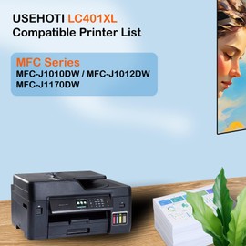 USEHOTI LC401XL Ink Cartridges Compatible for Brother LC401 LC401XL High Yield Work with Brother MFC-J1010DW MFC-J1012DW MFC-J1170DW Printer (Black Cyan Magenta Yellow, 4XL Pack)