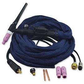 RIVERWELD WP-17FV SR-17FV TIG Welding Torch Complete Flexible Head with Valve 150Amp Air-Cooled Electric Cable Wire 10mm² Connector M16*1.5 2pins Plug DKJ10-25mm 12 Feet 4 Meters