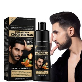 Black Hair Dye Shampoo - Natural Grey Hair Coverage with Plant Extracts - Colour Shampoo for Men & Women