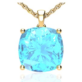 Belinda Jewelz - Square Birthstone Necklace, Gemstone Pendant Necklace with Prong Setting, 14K Yellow Gold Necklace for Women with 18” Gold-Plated Sterling Silver Chain, Sky Blue Topaz
