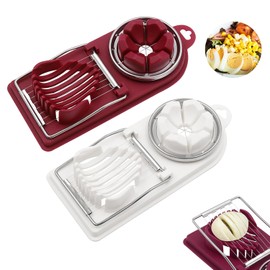 Cortador de huevos multiusos 2024, cortador multiusos 2 en 1, cortador de cocina multiusos para huevos hervidos, se puede utilizar para cortar huevos duros, queso, frutas, fresa, champiñones kiwis (2