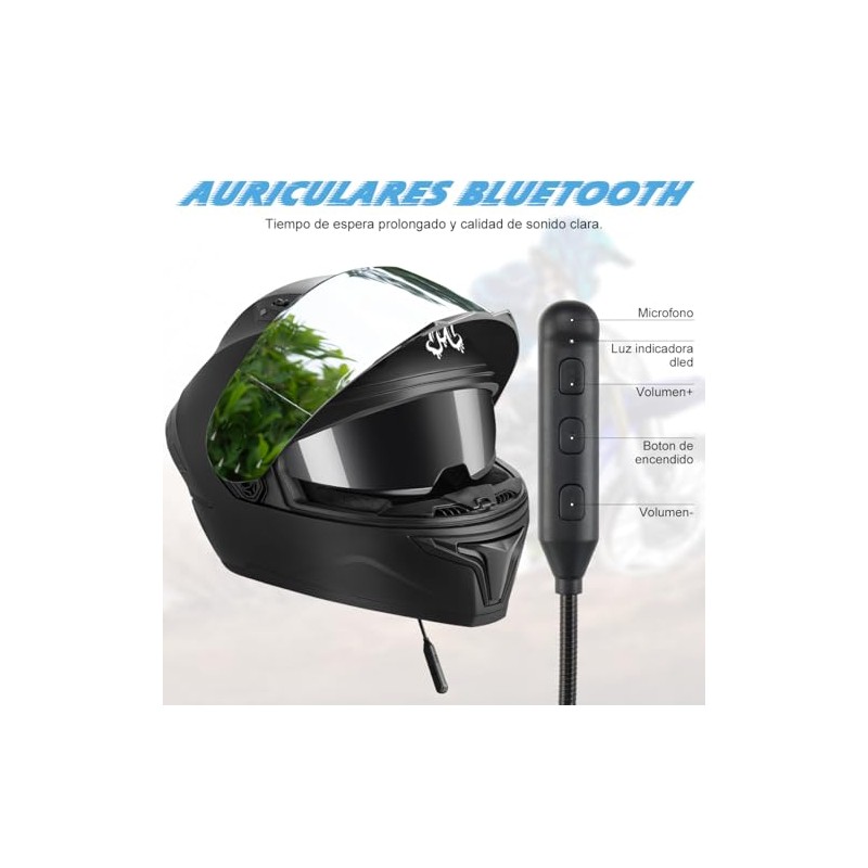 MOCOERL Casco Integral para Moto Certificado Dot con Bluetooth Puede