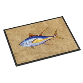 Caroline's Treasures 8817MAT Tuna Fish Doormat 18x27 Front Door Mat Indoor Outdoor Rugs for Entryway, Non Slip Washable Low Pile, 18H X 27W