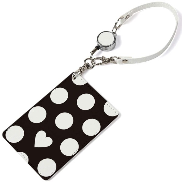 [Pretimo] Pass Case, 1 Pocket, Reel Included, Dot Heart, Black,