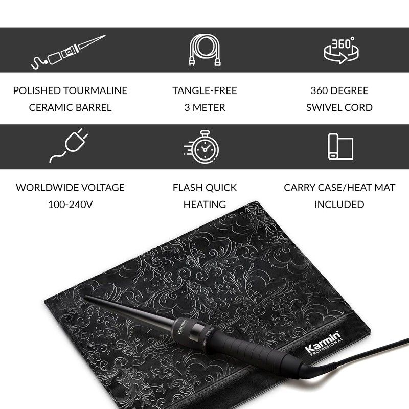 KARMIN G3 Salon Pro Clipless Tourmaline Ceramic Hair Curling Wand