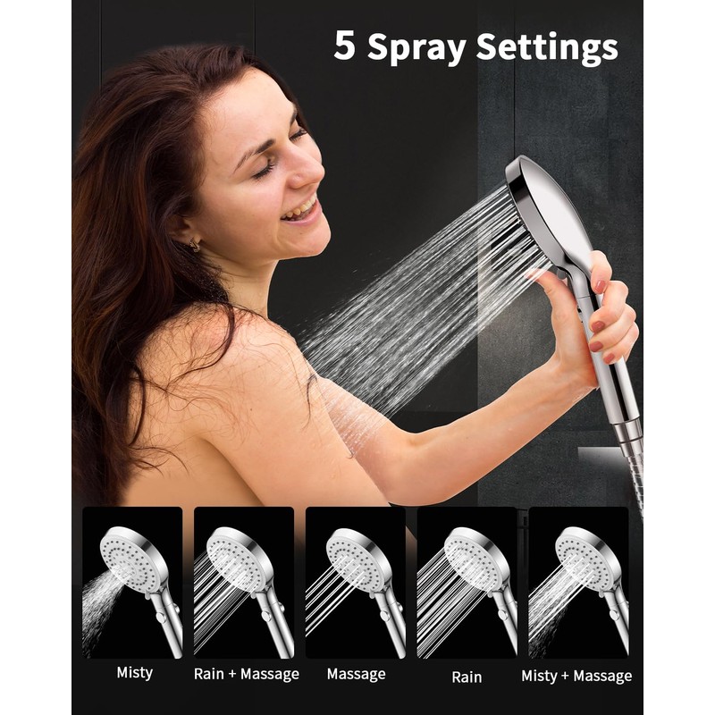 FASDUNT Shower Head with Handheld, High Pressure Handheld Shower Head