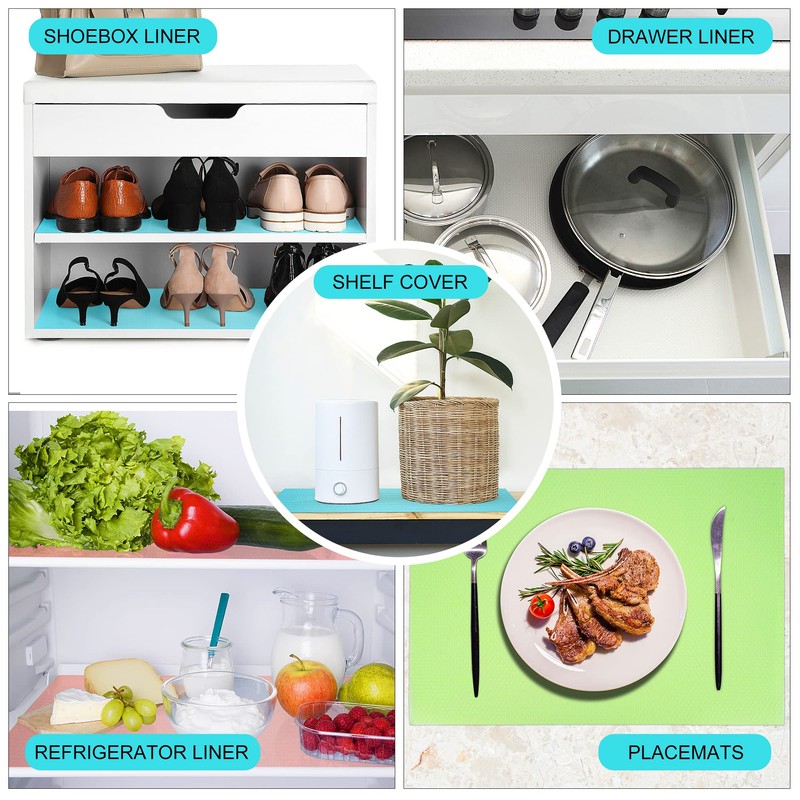 8 Pcs Refrigerator Liners Mats Washable, Refrigerator Mats Liner Waterproof