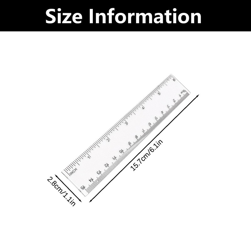 6PCS Small Rulers for School 15cm, Clear Plastic Ruler Measuring