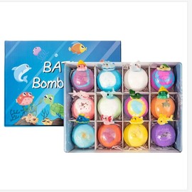 12  60g Bolas De Baño, Bombas de Baño con Juguetes Sorpresa en el Interior de Animales para Niñas y Niños                                             