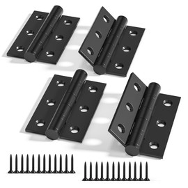 Bwintech 2 Pairs 75 x 50 x 2.0mm(3 inch) Matt Black Steel Fireproof Inner Door Hinge, Square Corners, Ball Bearing Hinge for Residential and Commercial Buildings