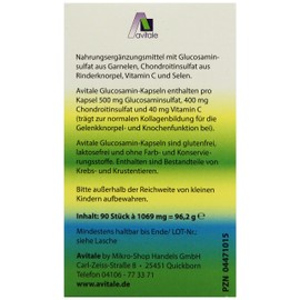 Avitale Glucosamine 500 mg + Chondroitin 400 mg Capsules, Pack of 90 (1 x 92.2 g)