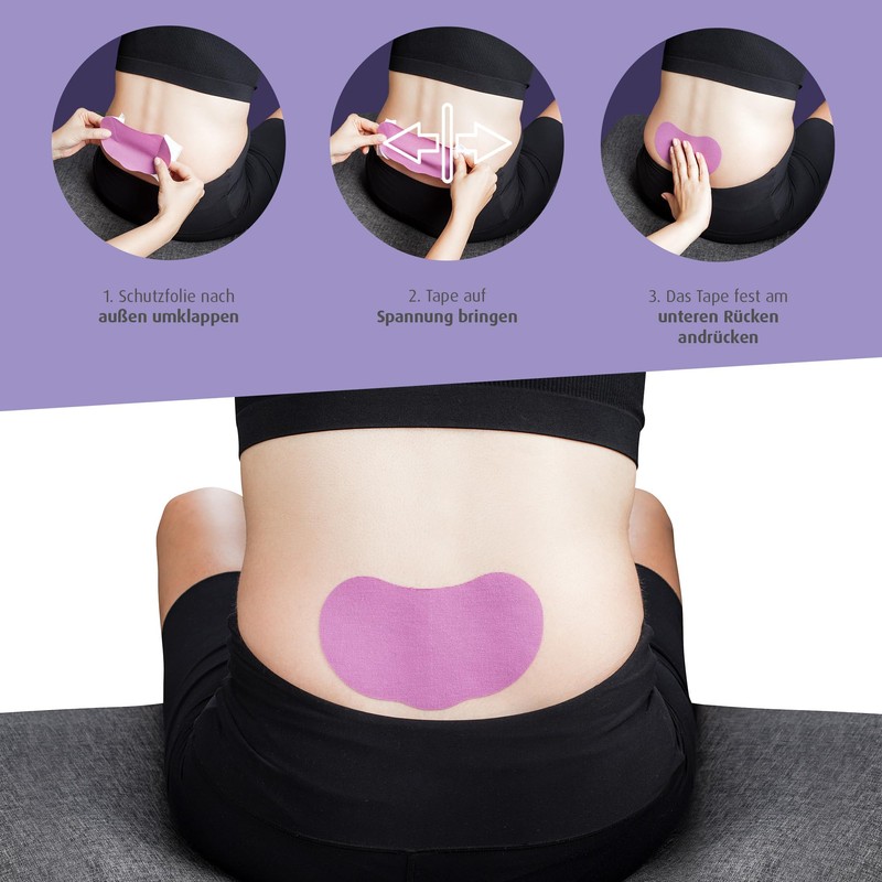 reer Kinesiotape Pregnancy Back, 6 Pre-Cut Tapes, Purple