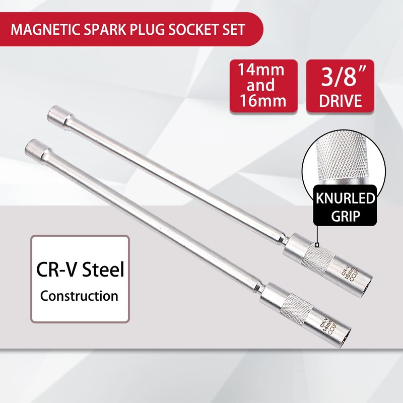 CCLIFE 2-Piece Magnetic Spark Plug Wrench 3/8 Inch Spark Plugs