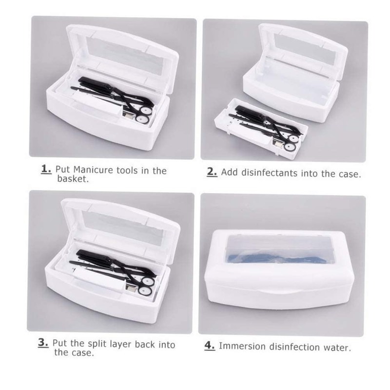 Pinkiou Nail Hair Tools Tray Sterilizer Manicure Disinfection Plastic Box