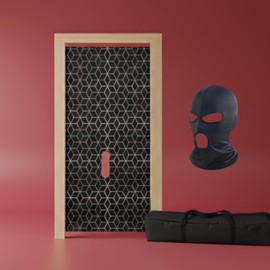 Portable Glory Hole Wall Kit Luxury Design & Carry CASE – Adjustable Tension Rod Mount for Doorways – Durable Washable Fabric Curtain - Easy Setup in 1 Minute - No Drilling or Adhesives Required