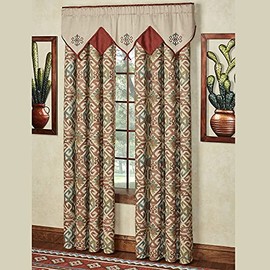 Touch of Class Southwest Medallion Bandera Natural Cinnabar Window Valance Layered Ascot 60 x 18 Inches