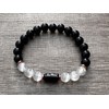 Black Tourmaline and Selenite Crystal Bead Bracelet 8mm, Wholesale Genuine