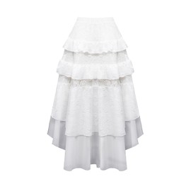 Apocrypha Women Victorian Pirates Skirt Renaissance Vintage Gothic Retro Costume (Large, White)