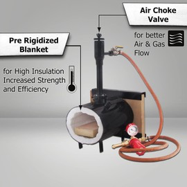 Portable Propane Forge Single Burner with One Side Brick Door, Blacksmithing Forge for Forging Tools Equipment Knife Making and Farrier - Oval Shape Forge