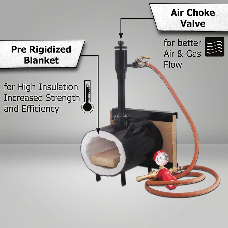 Portable Propane Forge Single Burner with One Side Brick Door,