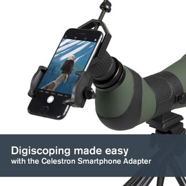 Celestron 52329 LandScout 80mm Angled Spotting Scope with Rubber Armour, Fully Coated Optics, 20–60x Zoom Eyepiece, Tabletop Tripod and Smartphone Adapter, Green