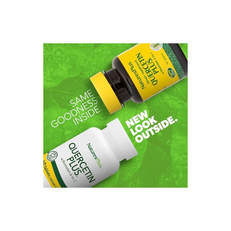 NaturesPlus Quercetin Plus con vitamina C y bromelana: 650 mg,