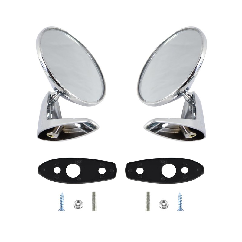 Pair(2) Chrome Door Mirrors Outside Exterior Rearview Compatible With 1966-1975