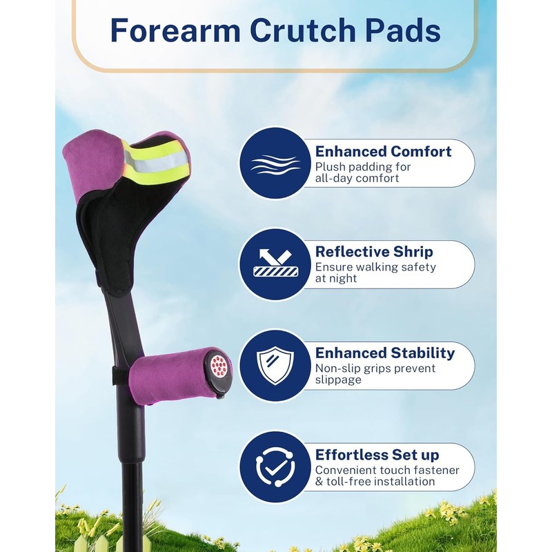 Forearm Crutches Pads-Darkpurple Forearm Crutch Pads and Hand Grip Covers