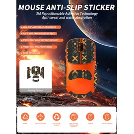 Mouse Grip Tape Compatible with Fnatic x Lamzu THORN, Anti-slip Mouse Sticker for Lamzu THORN - Full Coverage, Printed Style (Black-Gold)